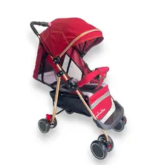 KIDSHOP - Coche Paseador Fino Reclinable Cierre Fácil Rojo 8076