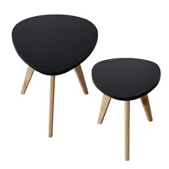 GENERICO - Mesa Auxiliar Centro set x 2 Tipo Huevo Negro 45 & 55 CM