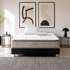 COLCHONES FANTASIA - Combo Semidoble Litium Pillow+base Cama Negro+1almohada+prot
