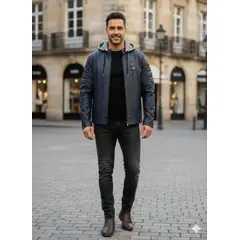 THE CLOTHING COMPANY - Chaqueta Hombre Cuero Sintético Smooth-Negro