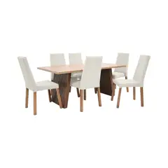 VENECIA - Set de Comedor 6P Aragon con Sillas Liverpool Gris