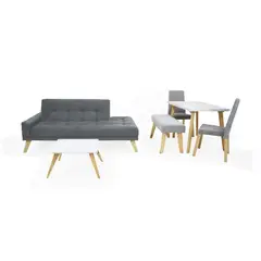 VENECIA - Combo Sala Brunet y Comedor 4P Lugo Matiz Gris Plata