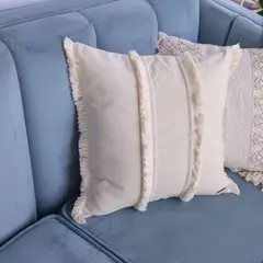 NOSSARENA - Funda de cojin flecos 50x50cm Beige