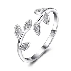 ALHAJAS - Anillo Ajustable Para Mujer Hoja Olivo Fabricado En Plata 925