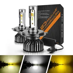 LEDMAX - Par Bombillos Led Tricolor H4 20000 Lumens Antiniebla