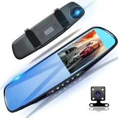 GENERICO - Espejo Carro Retrovisor Dvr Cámara D Reversa 4.3 PuLG 1080hd