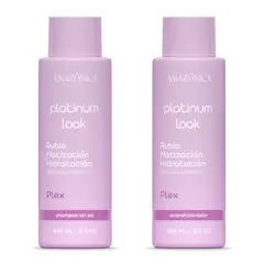 AMAZONICA BELEZA - SHAMPOO Y ACONDICIONADOR PLATINUM LOOK REPARA Y MATIZA EL PELO RUBIO