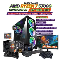 AMD - PC GAMER RYZEN 7 5700G/ GRAFICA RX6600 8GB/ MONITOR 27" FHD/ RAM 64GB/ 512GB SSD