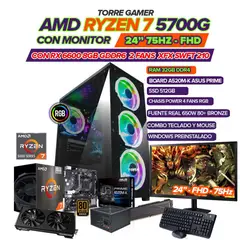 AMD - PC GAMER RYZEN 7 5700G/ GRAFICA RX6600 8GB/ MONITOR 24" FHD/ RAM 32GB/ 512GB SSD