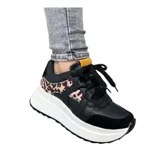 EVEGONZ - Tenis Deportivo Mujer Calzado Animal Print Negros