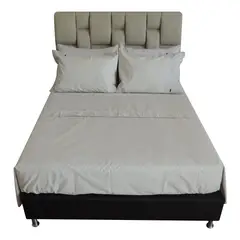 TALAMO HOGAR - Juego de sábanas microfibra beige KING