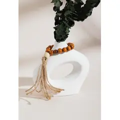 DECORACIONES ALE Y GABI - Jarron Maximiliano Con Eucalipto Preservado y Accesorio madera
