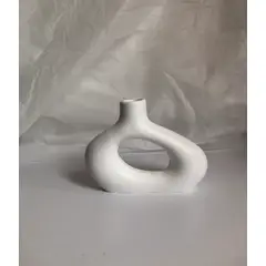 DECORACIONES ALE Y GABI - Jarrón Decorativo Blanco Emiliano 18X14CMS