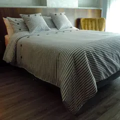 TALAMO HOGAR - Juego de duvet microfibra rayas EXTRADOBLE