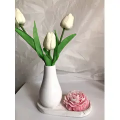 DECORACIONES ALE Y GABI - Centro de Mesa Jarron vela Peonia Rosada Tulipanes