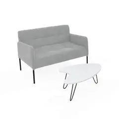 ROCA - Sofá Marie con Mesa Centro Preston Tela Plata