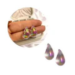 GENERICO - Aretes Gota Chunky Grande Rosa Tornasol