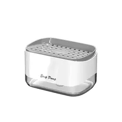 TRIPLE CLEAN - Dispensador de jabón líquido lavaloza con esponja blanco