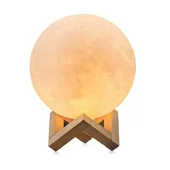 GENERICO - Lámpara Luna Llena 3D - Velador 16 Colores, 15cm, Biodegradable