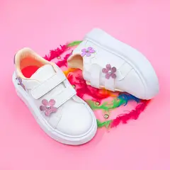 PAPOS - Zapatos Casuales para Niñas Shine Blanco y Lila_.