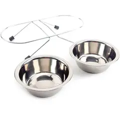 GENERICO - Comedero Para Mascotas Alto Doble Aluminio Grande