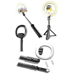 GENERICO - Selfie Stick con Aro del Luz 3 colores y bluetooth