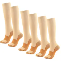 VITALIA TECHNOLOGY - Medias de Compresion Vitalia Mujer Hombre 20-30 mmHg Set x 3 - Beige - S/M-