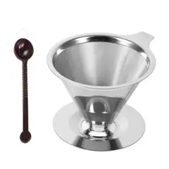 GENERICO - Método V60 Filtrado En Acero Inoxidable Con Base - 2 Tazas