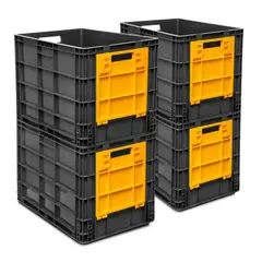 ENERGY PLUS - Set X4 Canastillas plásticas multiusos apilables con Ventana