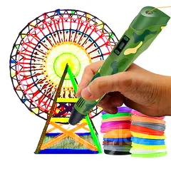 GENERICO - Pluma lápiz para impresión en 3d verde militar + 24 filamentos