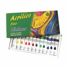 TIZIANO - Set Acrílico x 12 Tubos de 12 ml