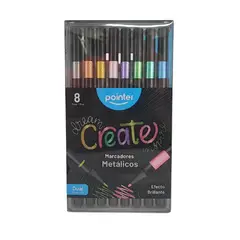POINTER - Marcadores X 8 Colores Metalizados Doble Punta