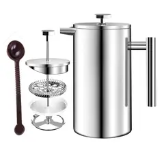 GENERICO - Prensa Francesa Cafetera Acero Inoxidable 350ml - 2 Tazas