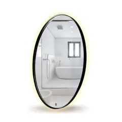 ALIK DISEÑO - Espejo Redondo Marco Metálico Negro Con Luz Cálida Táctil 80cm