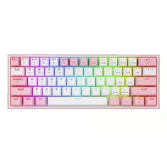 REDRAGON - Teclado Gamer Bluetooth Fizz Pro K616-rgb Qwerty In Blanco/rosa Español