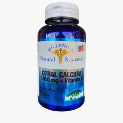 MILLENIUM NATURAL SYSTEM - Coral Calcium 1000 mg + Vitamin D x 60 Softgels Natural System