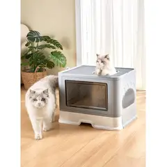 CATLIKE - Arenera Para Gatos Desarmable Con Rascador Azul