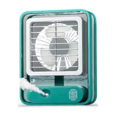 GENERICO - Ventilador Recargable Con Spray Y Luces Color Transparente Verde