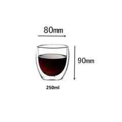 GENERICO - Pocillo Taza Café 250 Ml Doble Pared Vidrio Borosilicato X4