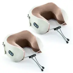STYLE STARS - 2 Almohadas Masajeadora Cervical Eléctrica para Cuello en U Café.