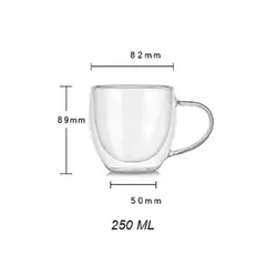 GENERICO - Pocillo Taza Café 250 Ml Doble Pared Vidrio Borosilicato X1