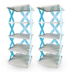 ENERGY PLUS - Set X 2 PortaZapatos de 5 Niveles cada uno Zapatero Moderno Azul