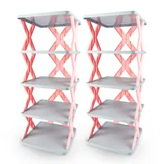 ENERGY PLUS - Set X 2 PortaZapatos de 5 Niveles cada uno Zapatero Moderno Rosa