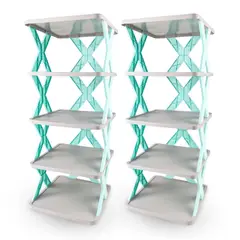 ENERGY PLUS - Set X 2 PortaZapatos de 5 Niveles cada uno Zapatero Moderno Verde