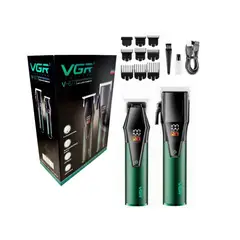 VGR - Kit Maquina Cortadora De Cabello V677 Barbera Patillera Set Profesional