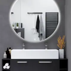 ALIK DISEÑO - Espejo Redondo Flotante Con Luz Blanca Táctil 100Cm