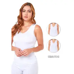 SANTANA - Combo X3 Esqueleto Mujer Encaje Blanco