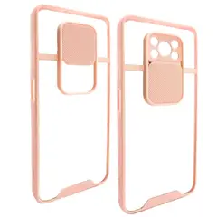 GENERICO - Case Slider Transparente Compatible Xiaomi Poco X3 y X3 Pro Rosa Piel