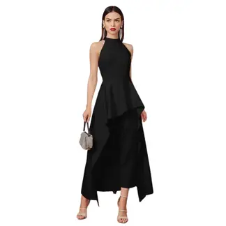 NEGRELI - CONJUNTO DE BLUSA ASIMETRICA Y PANTALON NEGRELI, REF-3049