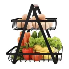 GENERICO - Organizador De Frutas Y Verduras Dos Niveles Color Negro